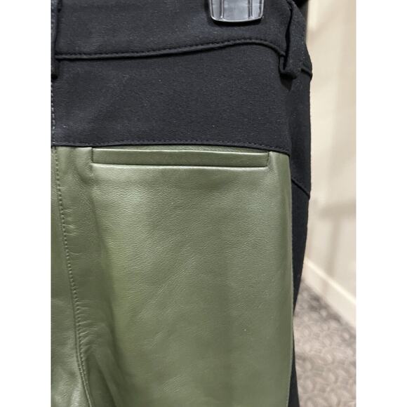 Rebecca Minkoff Pants 2‎ Lamb Leather Green Black Riding Pants Equestrian Luxury - Picture 4 of 10